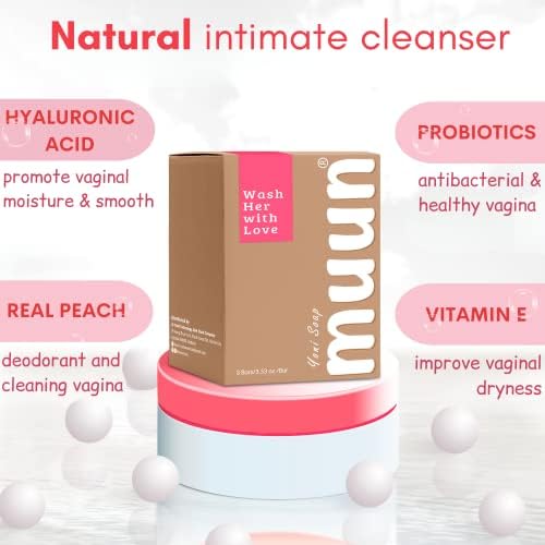Handmade strawberry scented pH balancing soap for intimate feminine care.