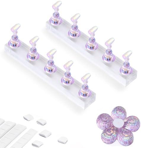 Magnetic nail practice holders with flower display base
