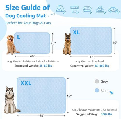 LOOBANI pet mat being placed inside a large dog crate for indoor heat relief