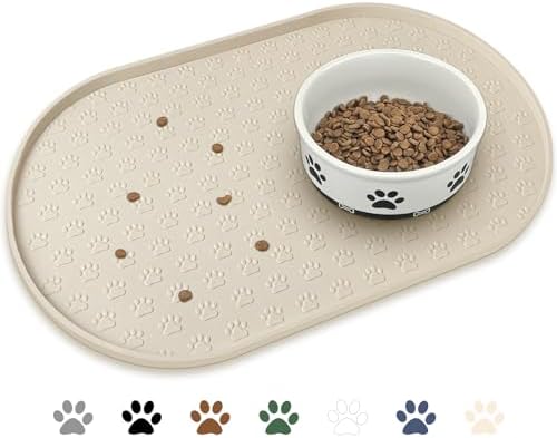 Kpwacd beige silicone dog placemat on floor