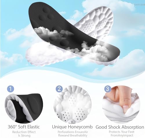 Side profile of 4D cloud insoles highlighting the ergonomic arch support.