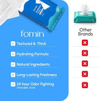 Individually wrapped FOMIN deodorant wipes showing portable travel size packaging.