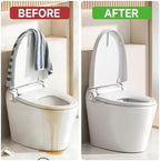 Clear toilet training cover with edge overflow prevention highlighting the flexible adhesive backing