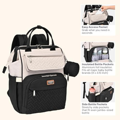 BabbleRoo multifunctional daypack with unfolded water-resistant baby changing mat and pacifier case