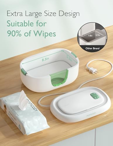 Momcozy baby wipe warmer side profile showing compact design