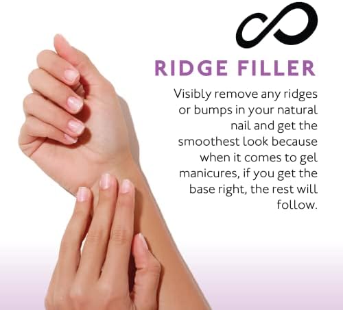 Eternal ridge filling base coat strengthener applied on natural ridged fingernails