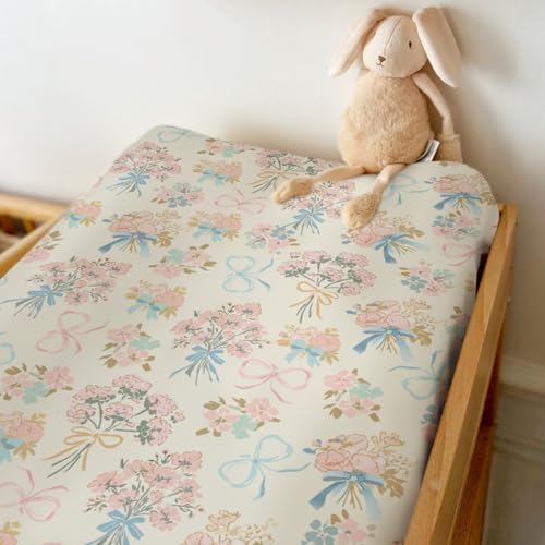 ZoUbqchY grandmillennial floral changing pad cover close up pattern