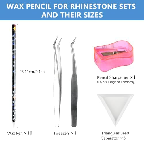 Blulu diamond pattern wax gem applicator pencil close up view highlighting the self adhesive white tip