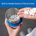 Elderly user operating the arthritic friendly push down automatic medicine grinder effortlessly
