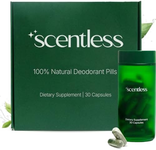 Scentless Internal Deodorant front view showing the 30 capsules bottle packaging.