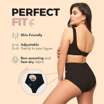 SIIL European made ostomy garment for women in breathable black fabric