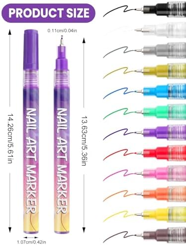 Close up of 0.5mm fine tip on Kalolary nail art markers