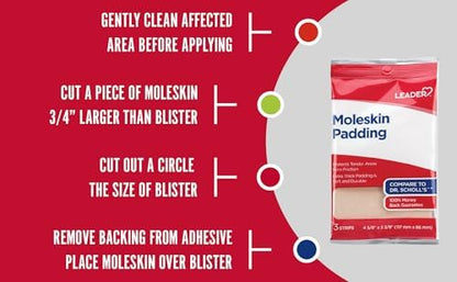 Soft tan cotton moleskin adhesive strips for corn and callus pain relief.