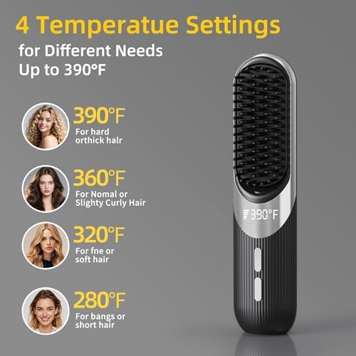 Side profile of Qeowuo portable hair straightening brush