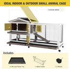 Aivituvin Rabbit Hutch 62" Rabbit Cage Indoor Outdoor Chicken Coop Guinea Pig Cage on Wheels Bunny Cage with 3 Deep No Leakage Pull Out Tray,Waterproof Roof (Brown) - Image 8
