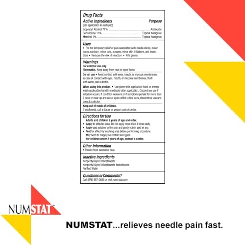 NUMSTAT medical grade antiseptic pads for painless vaccinations and blood tests