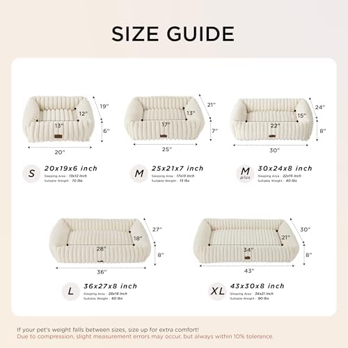 Bedsure ComfyFleece(TM) Cute Dog Bed for Small Medium Dogs - Washable Furry Puppy Beds, Rectangle Orthopedic Corduroy Fleece Pet Beds with Removable Zipper Cover, 25x21x7inches, Cream - Image 6