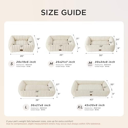 Bedsure ComfyFleece(TM) Cute Dog Bed for Small Medium Dogs - Washable Furry Puppy Beds, Rectangle Orthopedic Corduroy Fleece Pet Beds with Removable Zipper Cover, 25x21x7inches, Cream - Image 6