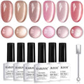 RARJSM nude glitter cat eye gel nail polish set front view