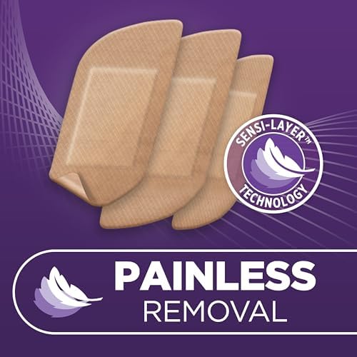 Assorted sizes of USA imported Band-Aid sensitive skin plasters showing the four sided germ seal protection