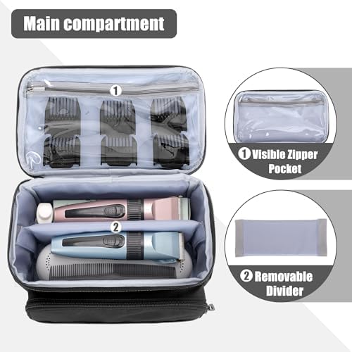 CURMIO men trimmer travel case open main compartment displaying the customizable divider layout
