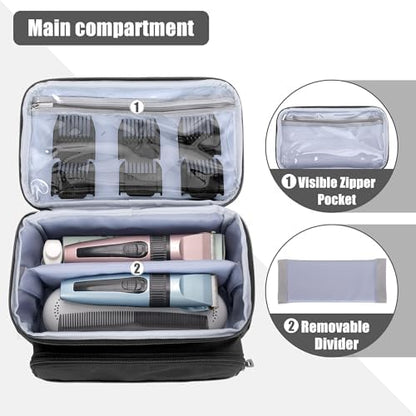 CURMIO men trimmer travel case open main compartment displaying the customizable divider layout