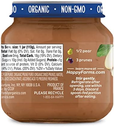 Clearly Crafted Stage 2 organic pear and prune puree jar