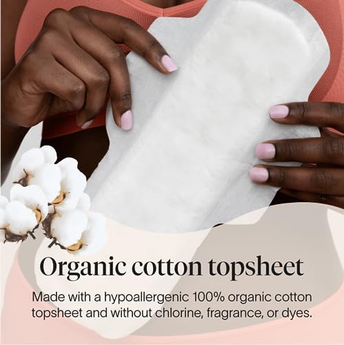 Cora 24 count organic cotton pads for heavy flow and overnight use