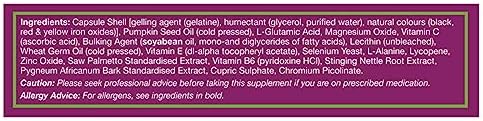 HealthAid Prostavital blister pack showing nutritional facts including zinc and selenium ingredients
