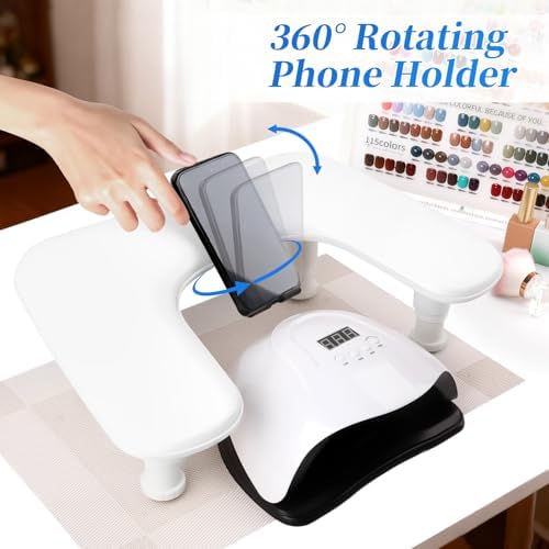 Side profile of Lionvison U-shaped manicure hand stand with height adjustment