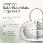 Kiddycare baby diaper organiser with three removable interior dividers