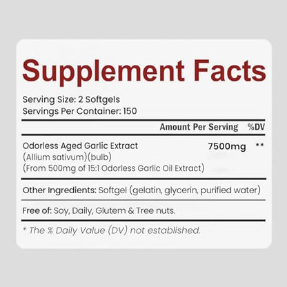 Authentic USA imported high strength aged garlic softgels for immune support.