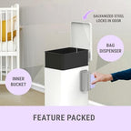 Sliq anti odor trash can showing tight sealing lid
