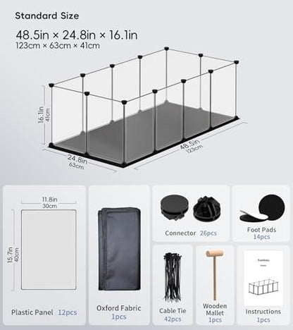 Small Animal Playpen, Guinea Pig Cages with Waterproof Mat, 12 Panels Pet Playpen for Hamsters, Hedgehog, Indoor Outdoor Plastic Fence, 48.5 x 24.8 x 16.1 inches - Image 5