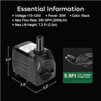 Growneer water pump installed inside an aquarium setup with active water flow