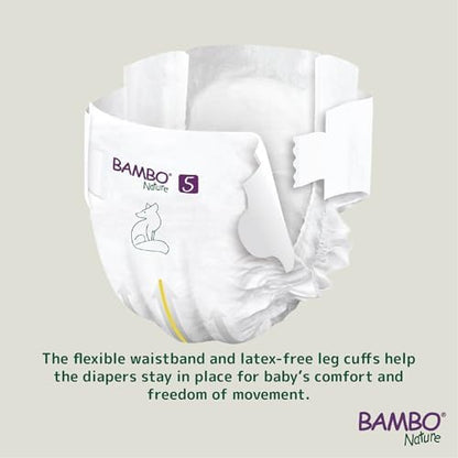 Bambo Nature extra soft breathable tape diapers displaying the color changing wetness indicator