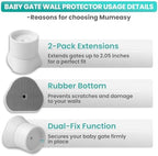 Four pack of white safety gate protectors displayed to show product components.