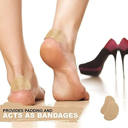 Application of moleskin pad on the ball of the foot for shoe comfort.