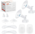Hranio 17mm flanges and duckbill valves for Spectra breast pumps close up overview