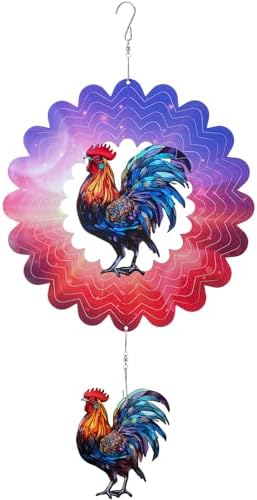 Rooster Hanging Wind Spinner Outdoor - 12 Inches Stainless Steel Wind Sculpture Aesthetic Wind Chime Chicken Farmhouse Art Ornaments for Garden Yard Balcony Patio Lawn Yard Decorations - Image 7