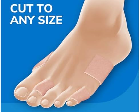 Application of soft latex foam padding on a heel for bunion and callus protection.