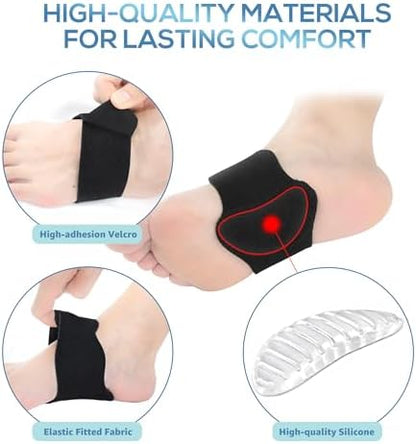 Comparison of the arch support wrap worn with and without socks.