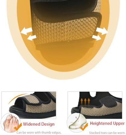 Close up of the breathable mesh material and secure fastening system on AUSTYLCO diabetic footwear.
