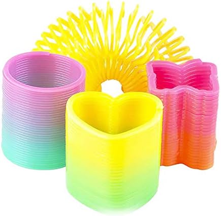 Assorted heart and star shaped mini plastic slinky party favors spread out evenly