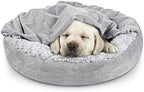 JOEJOY Small Dog Bed Cat Bed with Hooded Blanket, Cozy Cuddler Luxury Puppy Pet Bed, Donut Round Calming Anti-Anxiety Dog Burrow Cave Bed - Anti-Slip Bottom and Machine Washable 23 inch - Image 2