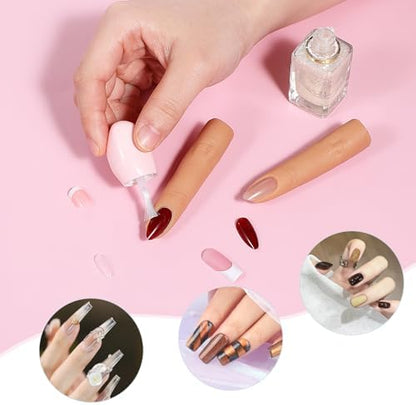 Side profile of flexible silicone practice fingers for manicure