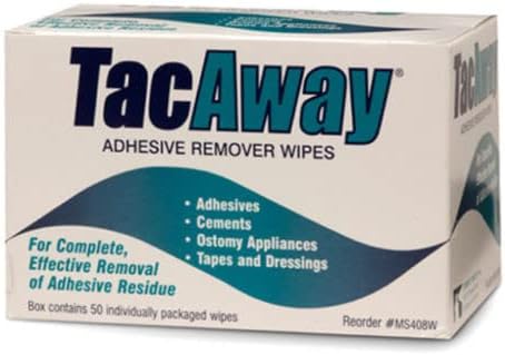 Individually wrapped Tacaway non-acetone wipes for sensitive skin care
