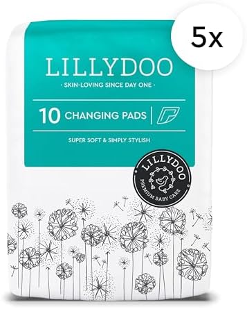Lillydoo 50 count changing mat box showing size details