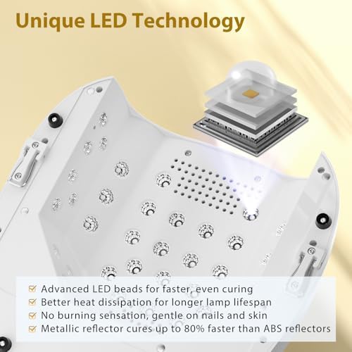 Top view of Purtato cordless nail lamp showing timer buttons and digital display