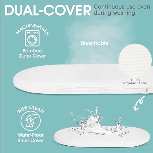 Waterproof dual cover foam pad inside woven moses basket